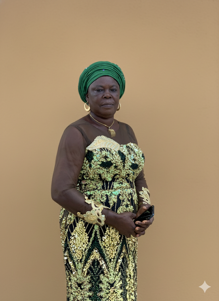 Mrs Margaret Aletile Toikumoh dressed in green